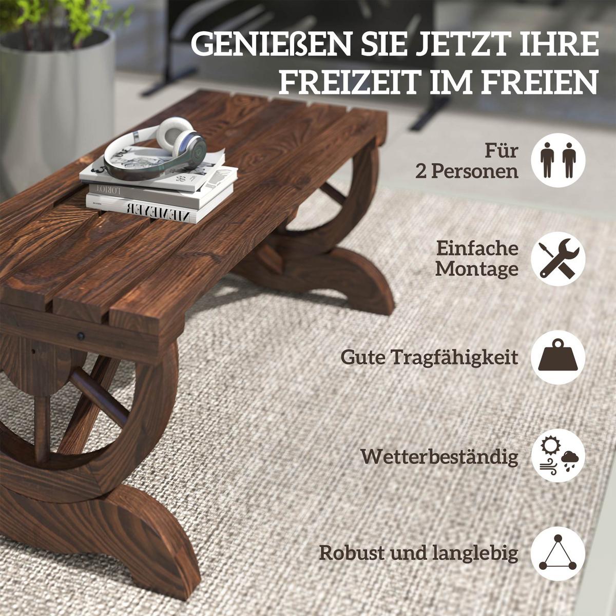 GARTENBANK aus Holz, Wetterfest, Sitzbank, Gartenmöbel, Rustikale, Bank, Braun - Braun, Holz (50/39.5/98cm) - Outsunny