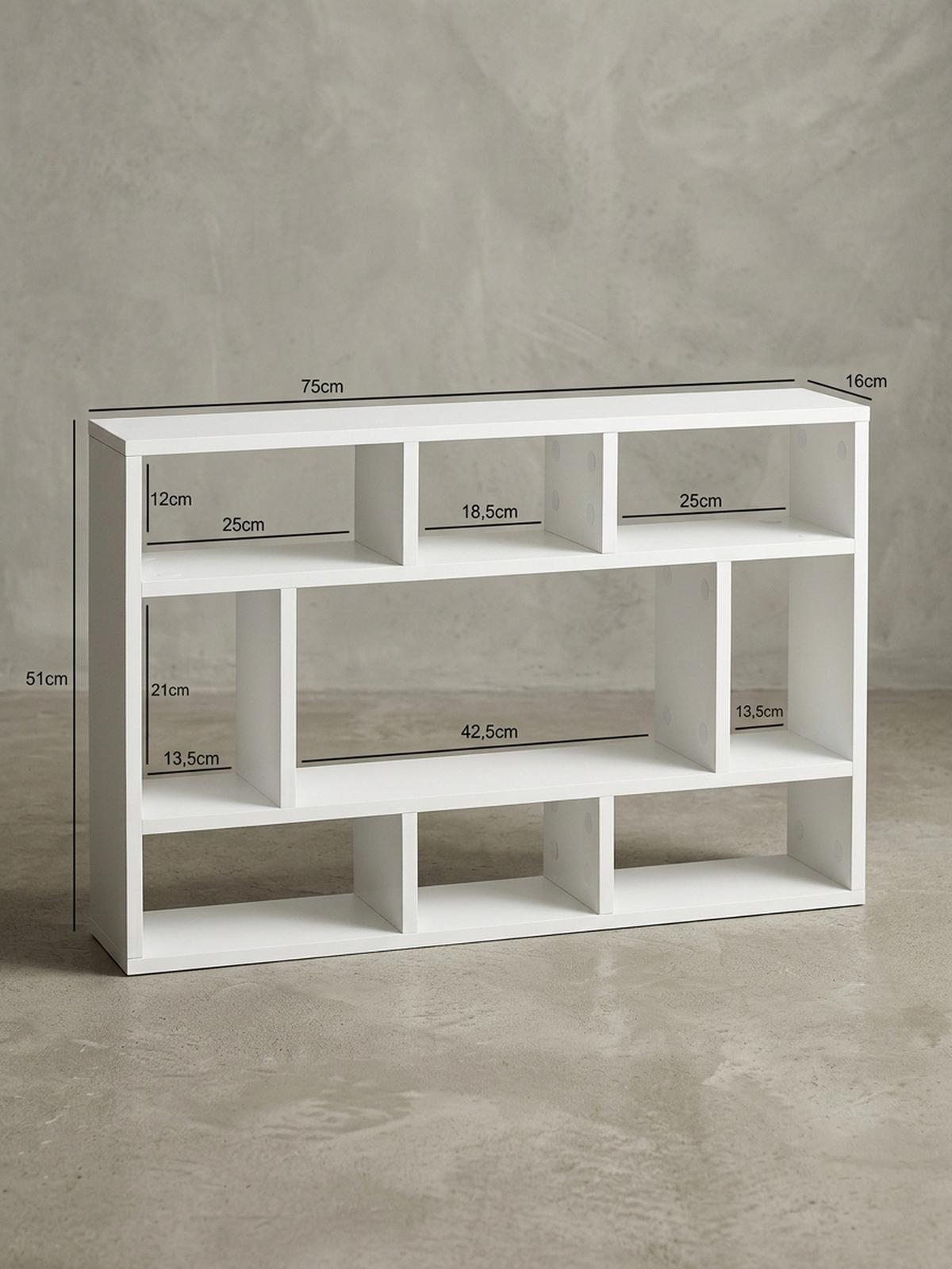 WANDREGAL MAGRA Spanplatte 9 Fächer Modern, Weiß 75x16x51 cm - Weiß, Holz (75/51/16cm) - KADIMA DESIGN