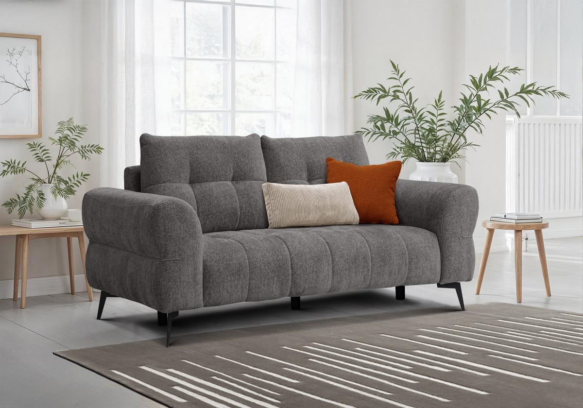 SOFA SALVINI 2,5-Sitzer, dunkelgrau - Dunkelgrau, Holz/Textil (206/88/99cm) - Wozimo
