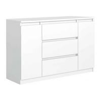 KOMMODE NUDO 120/78,5/39cm mit 3 Schubladen 2 Türen Weiß - Weiß, Holzwerkstoff (120/78.5/39cm) - MASSENO