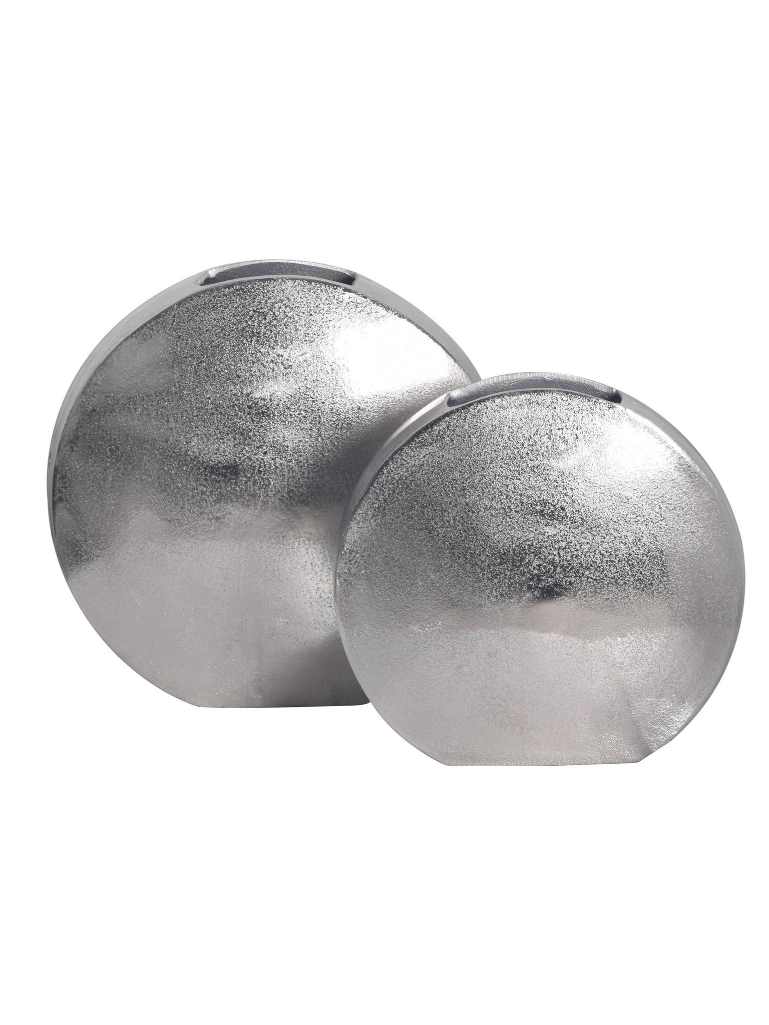 VASEN 2er-Set BERLENGA, Aluminium, handgefertigt, Silber, 35 x 13,5 x 34 cm - Silberfarben, Metall (34cm) - KADIMA DESIGN