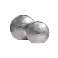 VASEN 2er-Set BERLENGA, Aluminium, handgefertigt, Silber, 35 x 13,5 x 34 cm - Silberfarben, Metall (34cm) - KADIMA DESIGN