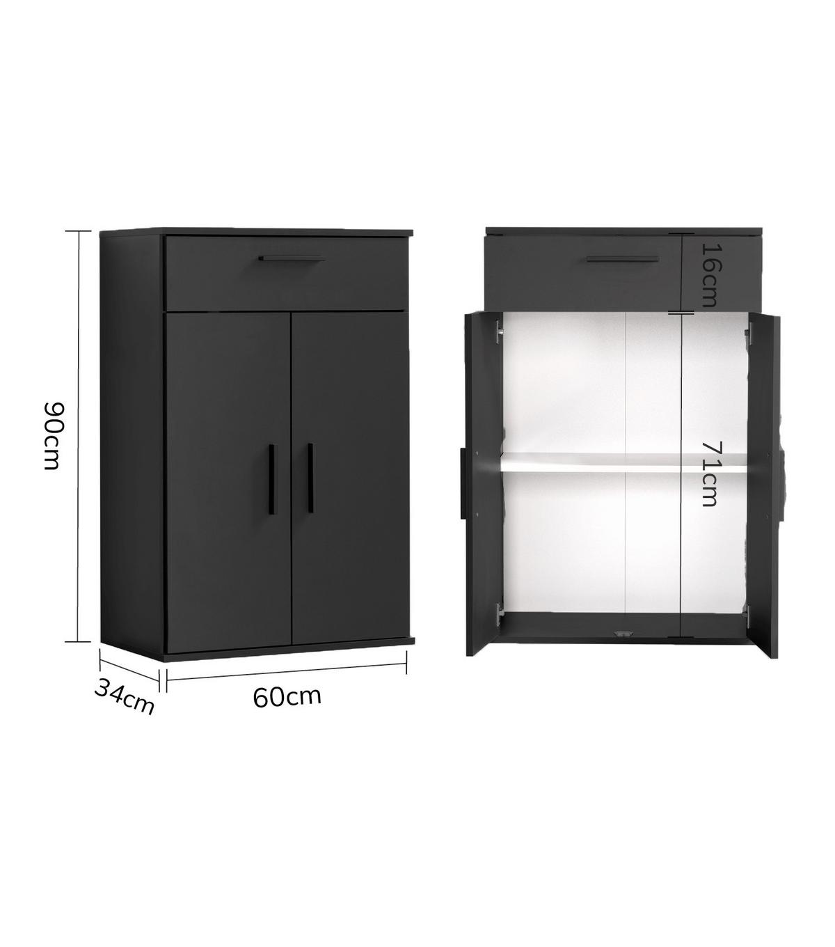 MEHRZWECKSCHRANK Der Praktische - Anthrazit/Schwarz, Holzwerkstoff (60/91/34cm) - Mokebo