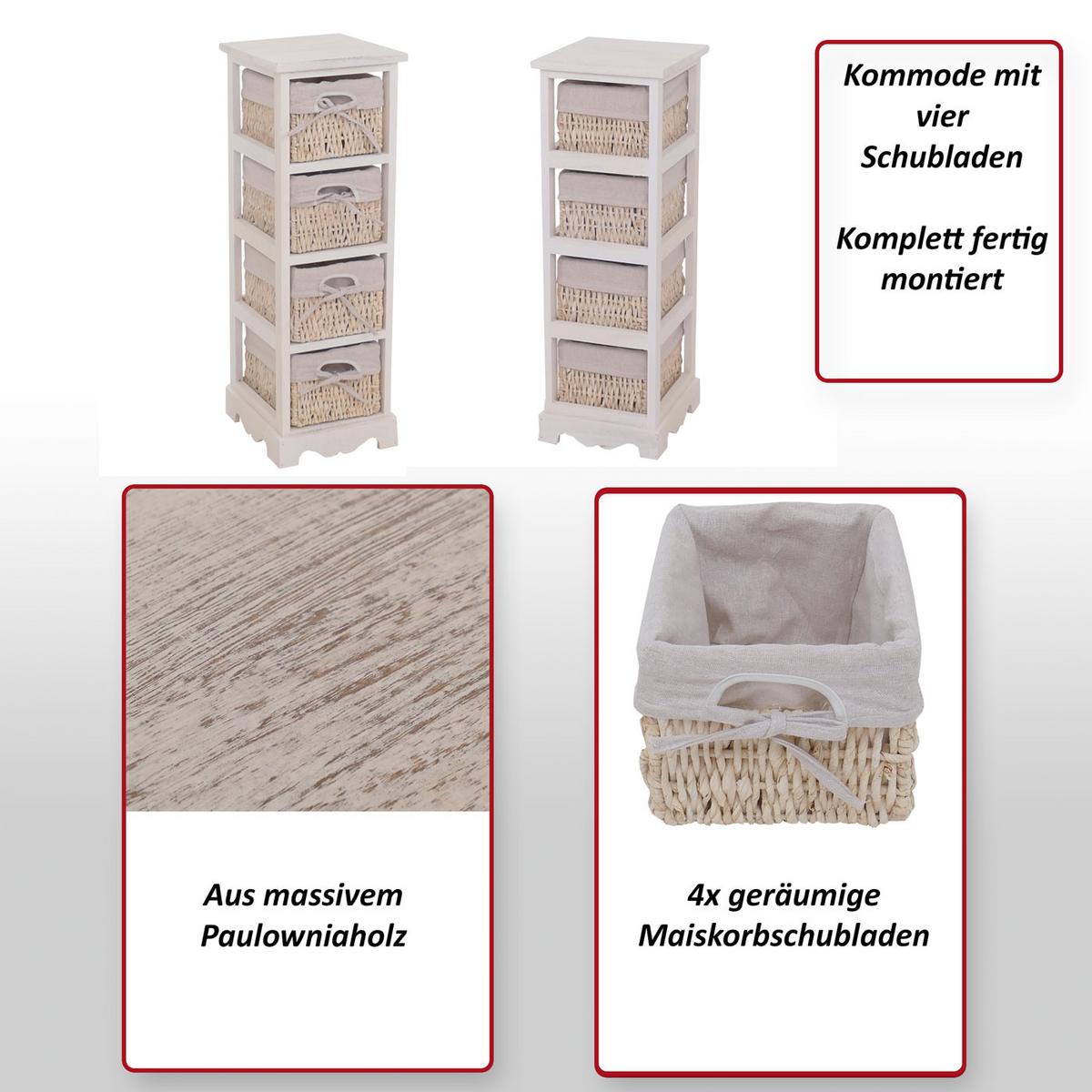 KOMMODE MIT 4 KORBSCHUBLADEN Weiß - Weiß, Holz (25/74/28cm) - MCW