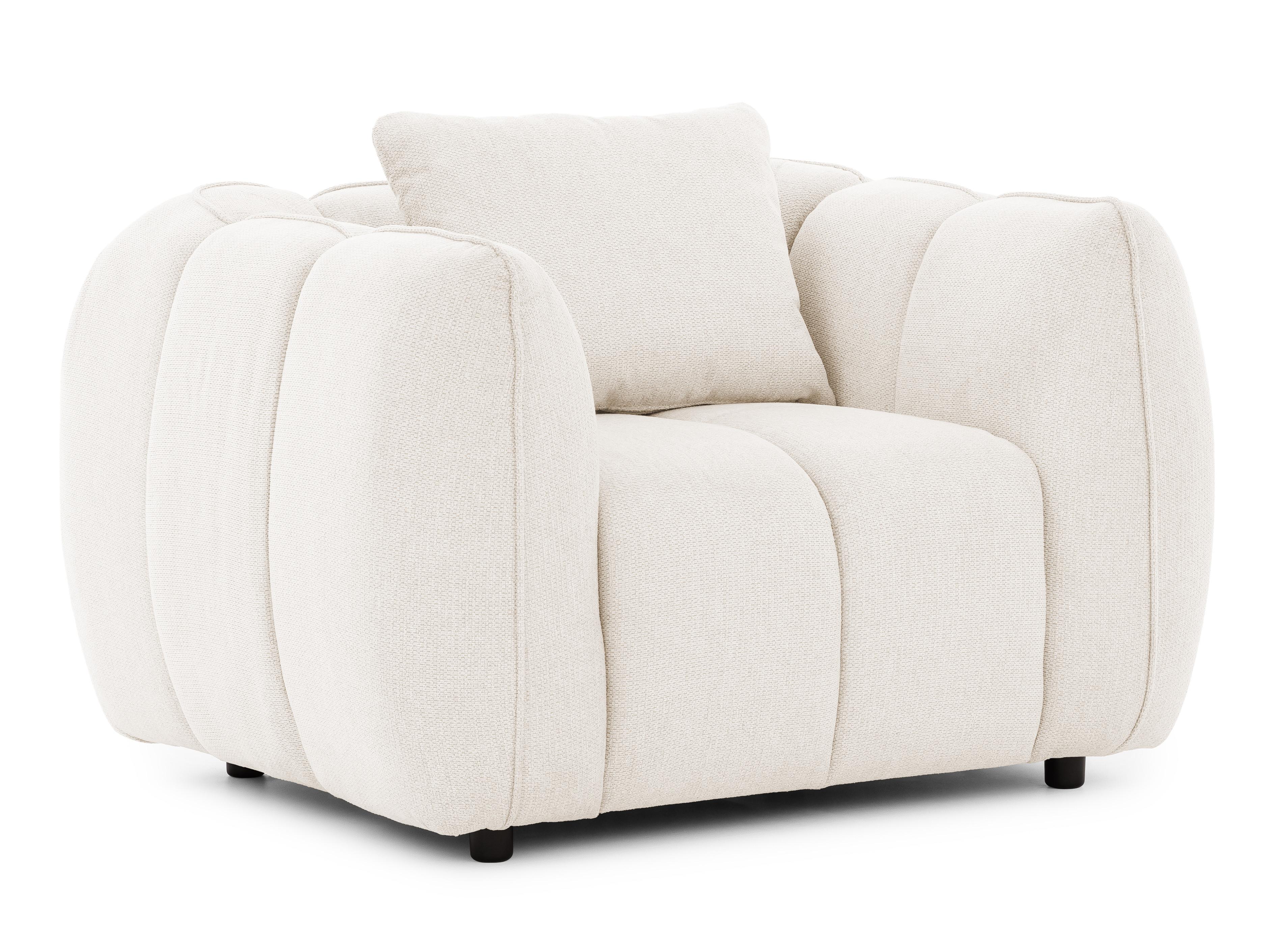 SESSEL Nubira in tief gesteppter Bubble-Optik aus weichem Creme Strukturstoff im modernen Design - Creme/Schwarz, Holz/Kunststoff (115/69/89cm) - S-Style Möbel