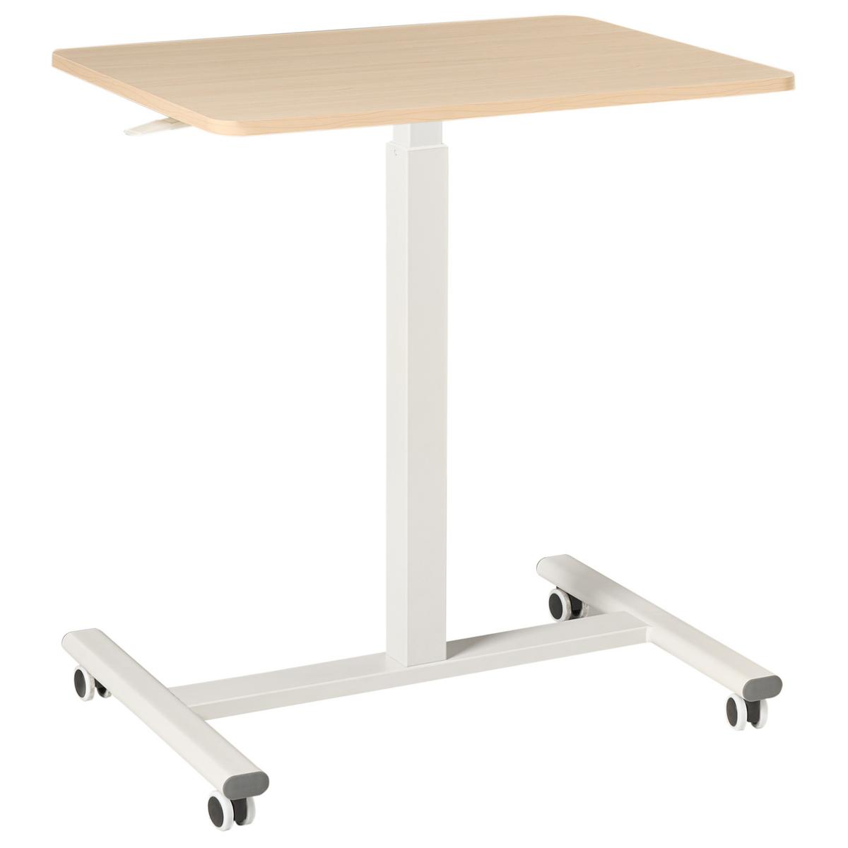 LAPTOPTISCH manuell höhenverstellbar 65/48 cm Hellbraun/Weiß Academia - Hellbraun/Braun, Holzwerkstoff/Metall (48/65/73cm) - Beliani