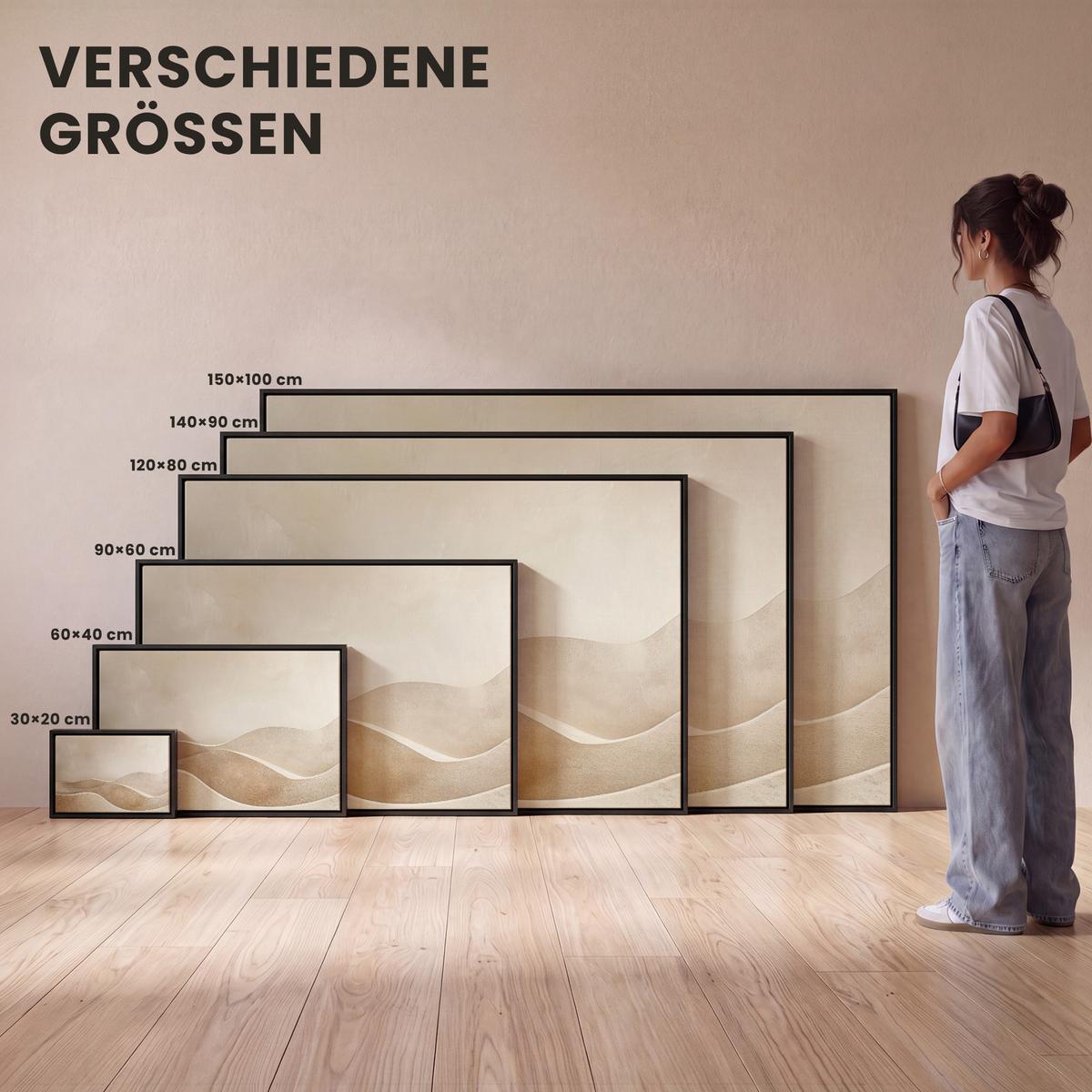LEINWAND Bilder mit Rahmen - Beige - Natur - Abstrakt - Modern - 120x80 - Beige, Textil (120/80cm) - MuchoWow