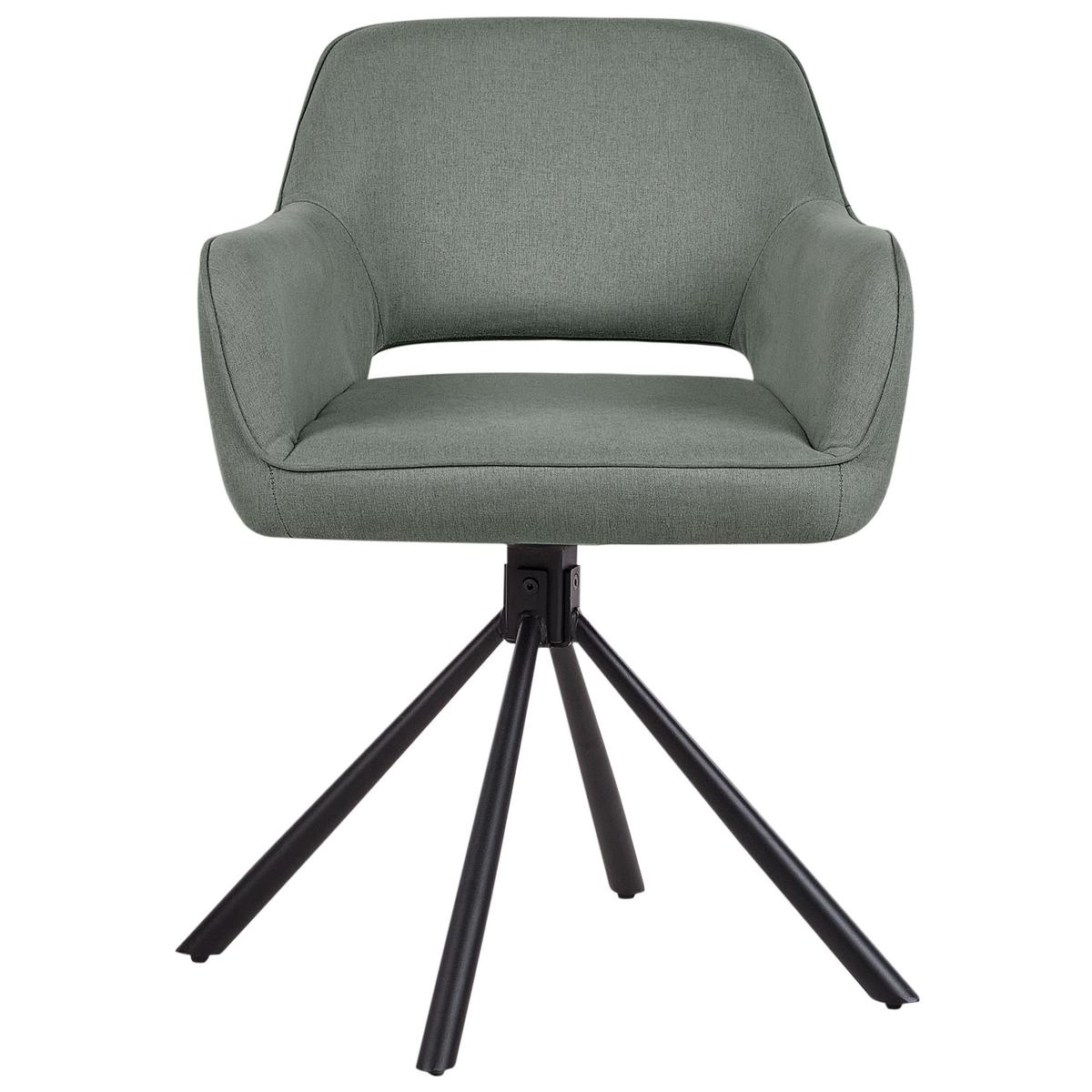 ESSZIMMERSTUHL 2er-Set Dunkelgrün Loures - Dunkelgrün/Schwarz, Textil (56/80/63cm) - Beliani