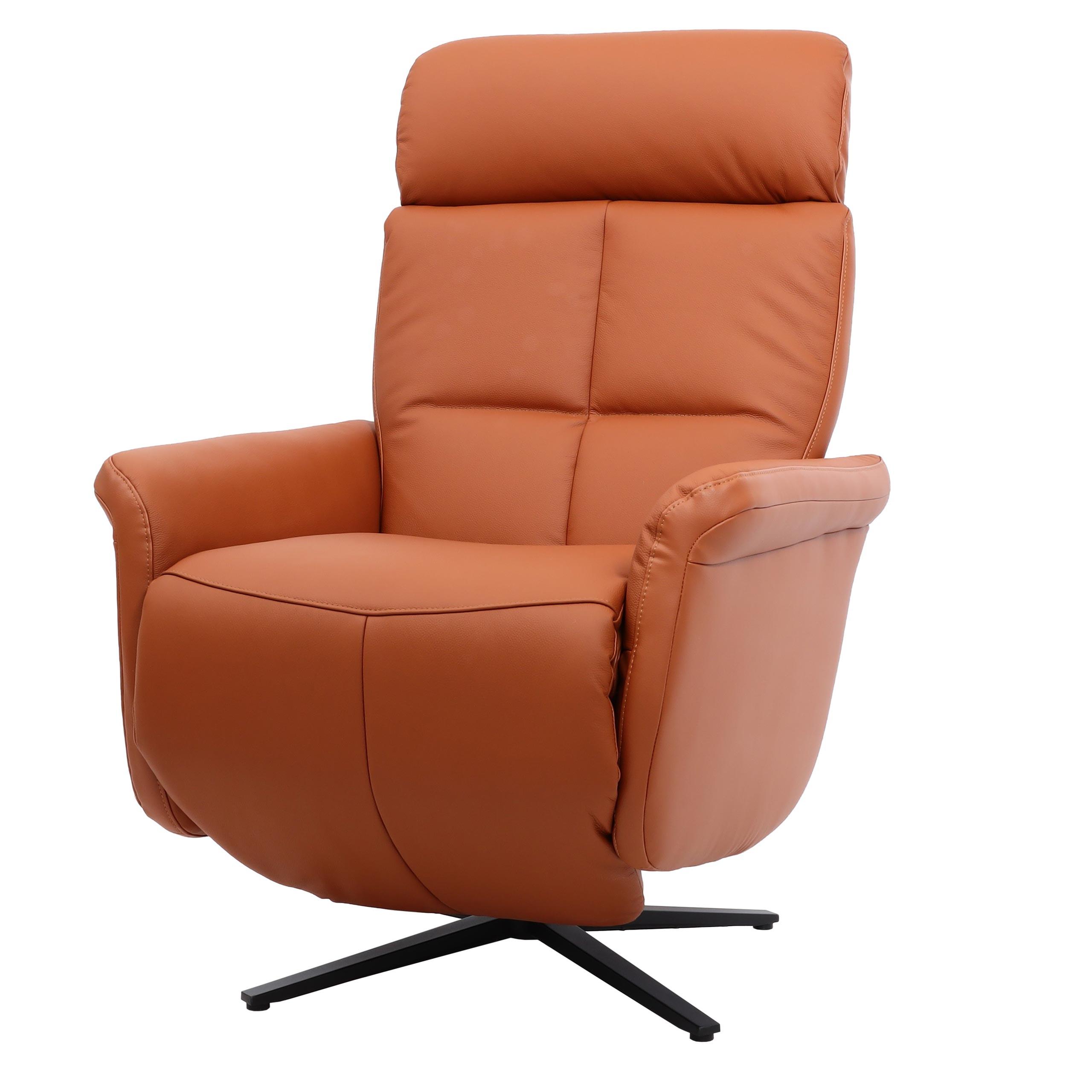 RELAXSESSEL Orange - Terracotta/Orange, Leder (76/110/153cm) - MCW