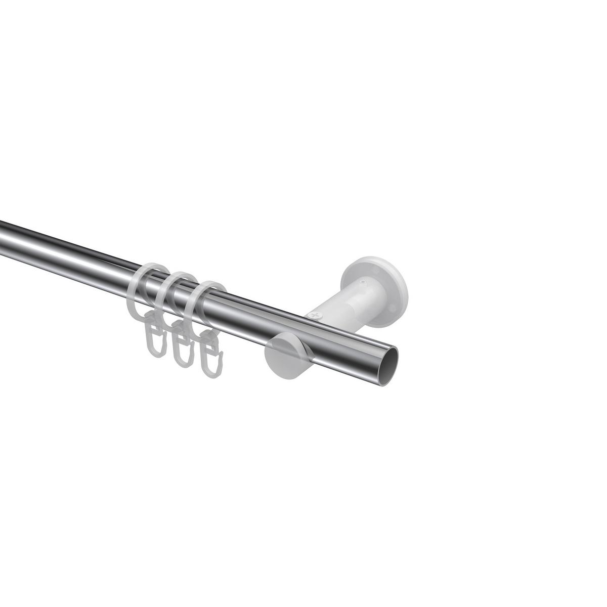 GARDINENSTANGE Platon Verano 400 cm (geteilt in 2 x 200 cm), 1-läufig, 20 mm Ø Chrom - Chromfarben/Weiß, Metall (400cm) - INTERDECO