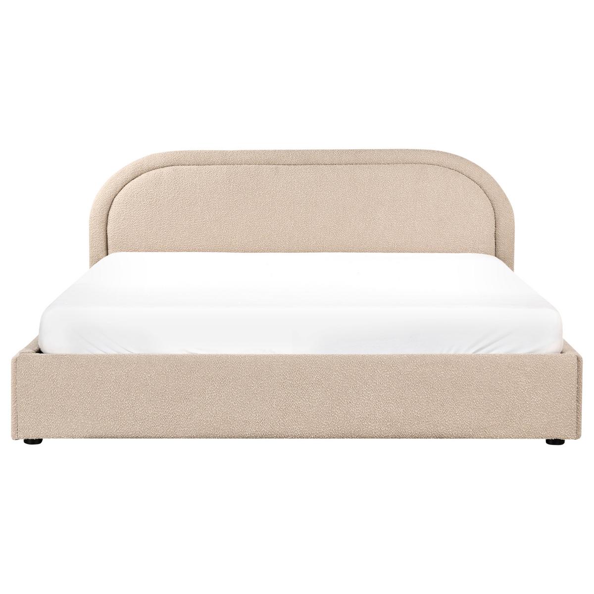 BETT mit Stauraum 180/200 cm Bouclé Beige Quillien - Beige, Textil (180/200cm) - Beliani