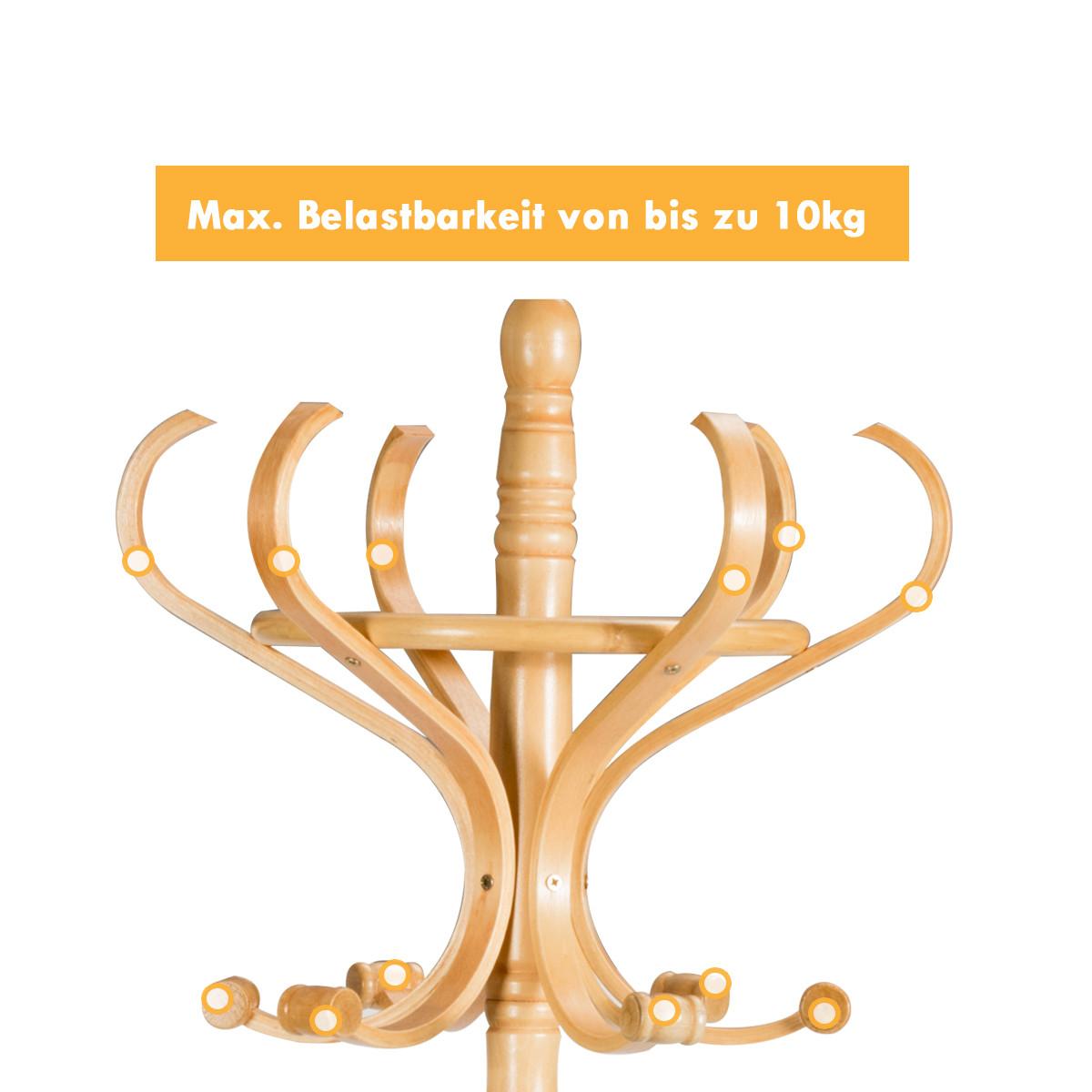 GARDEROBENSTÄNDER mit Schirmhalter Holz - Alteiche, Holz (48/182/48cm) - COSTWAY