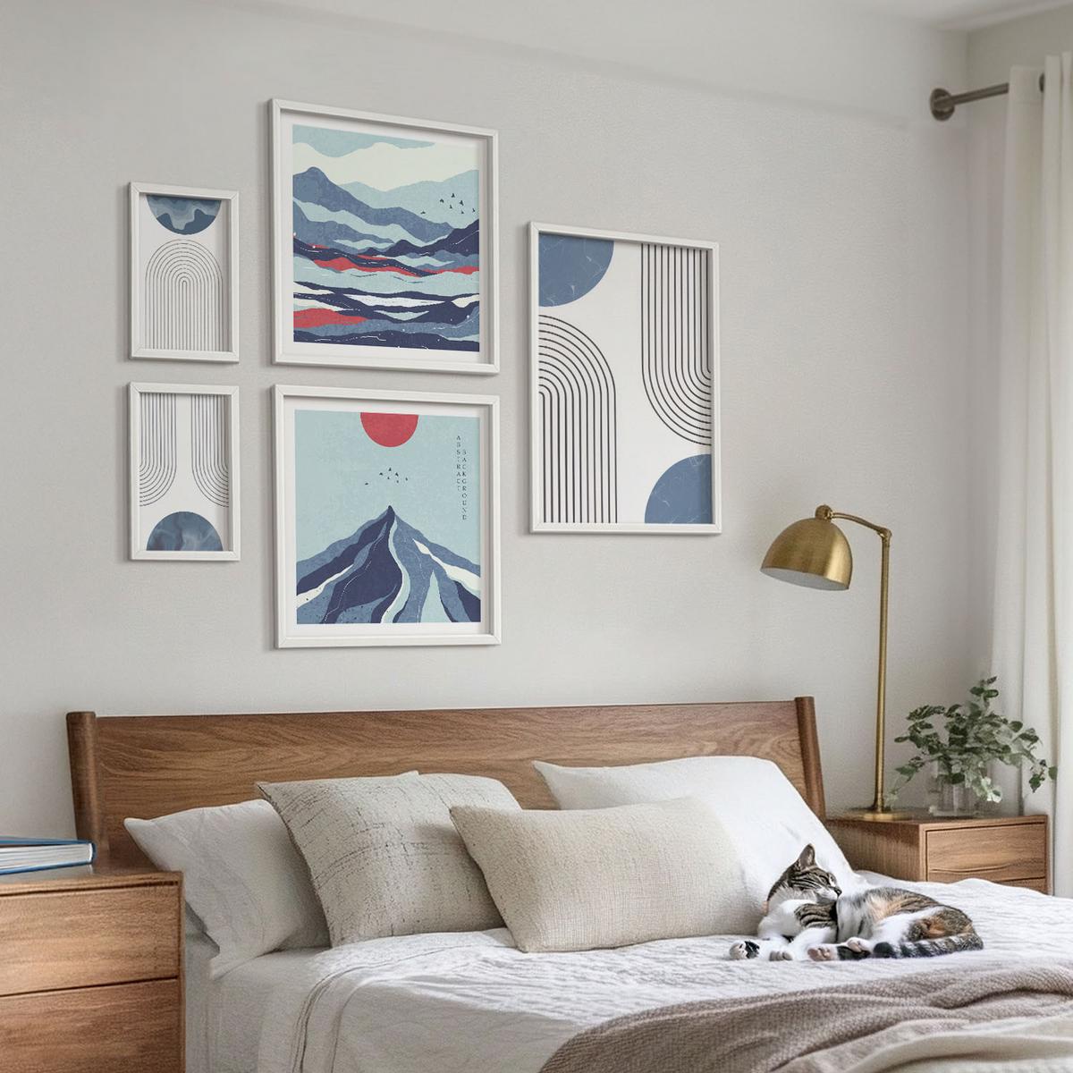 BILDER SET 5er Set - 50x50 cm & 20x30 cm & 40x60 cm Weißer Rahmen - Zitronenbäume im Topf - Weiß, Kunststoff (40/60cm) - TULUP