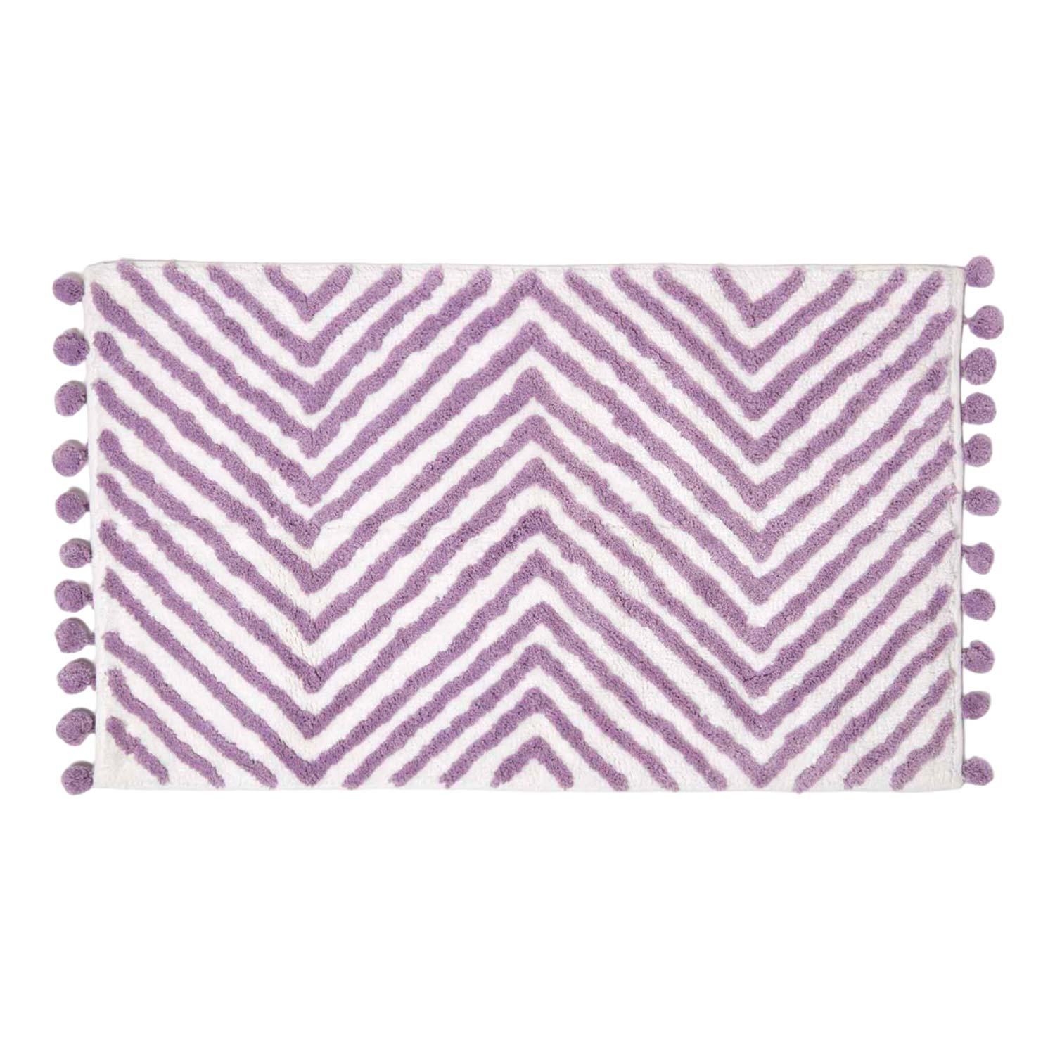 BADEMATTE 50/80 cm Chevron, Baumwolle - Flieder, Textil (50/80cm) - Homescapes