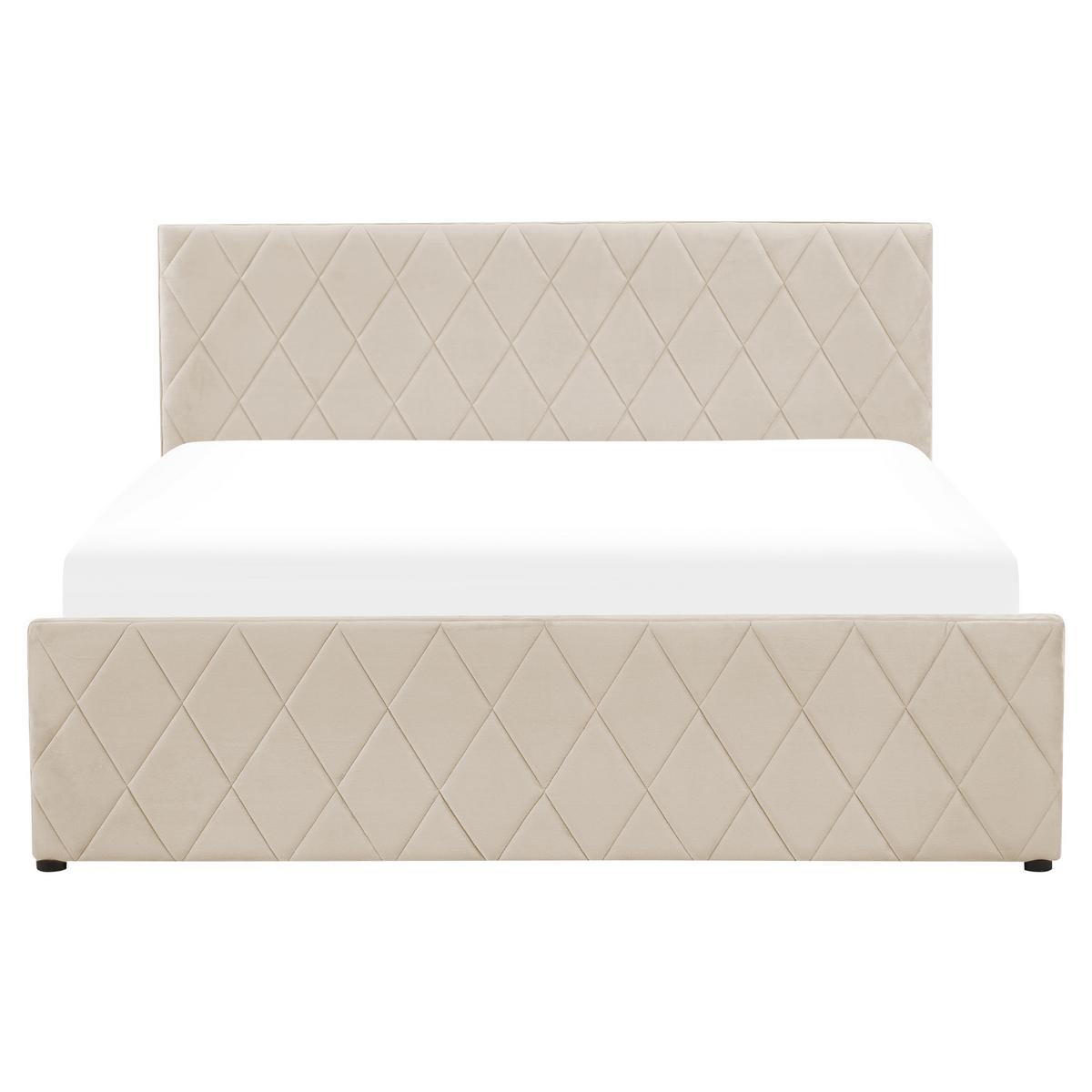 BETT mit Stauraum 160x200 cm Beige Rochefort - Beige, Textil (160/200cm) - Beliani