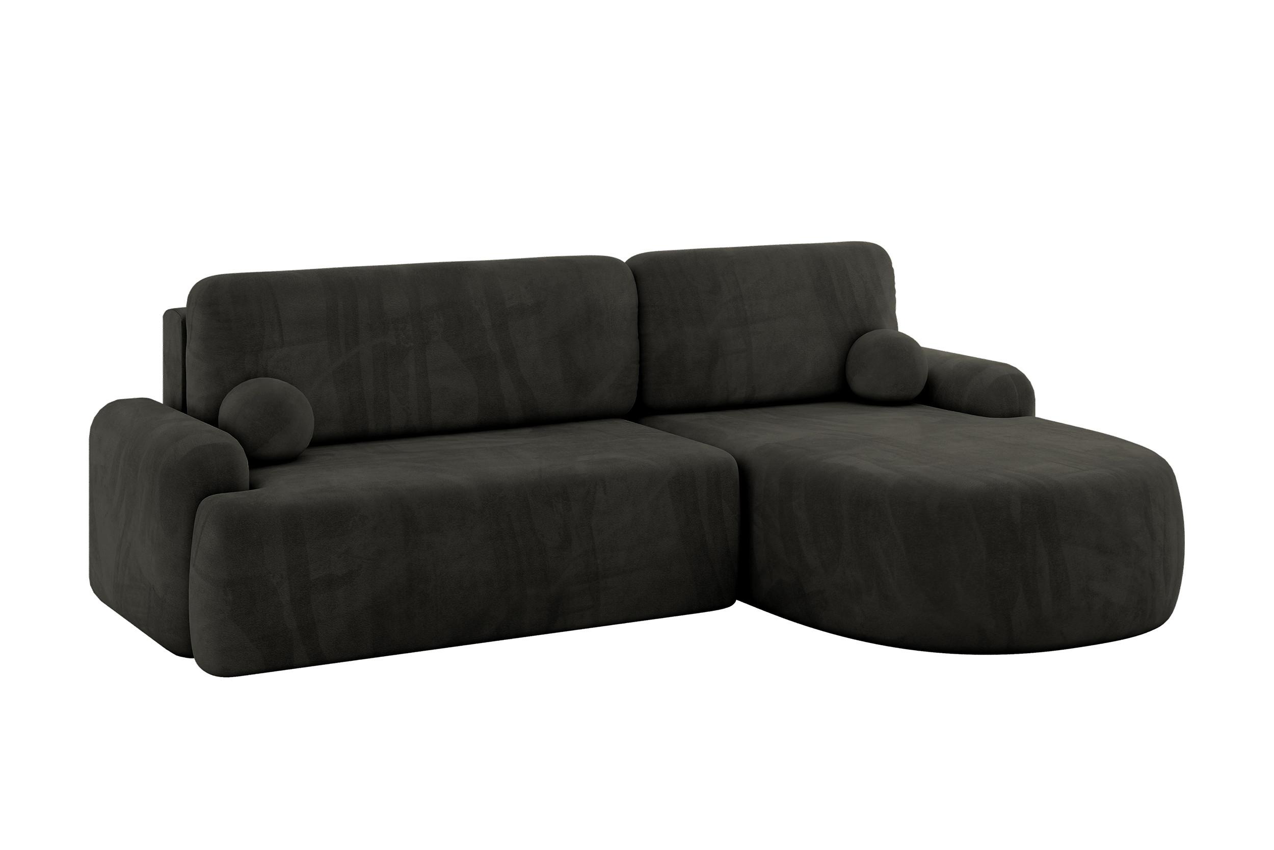 ECKSOFA mit Schlaffunktion und Bettkasten LIRA-L - 264x172x89 Schwarz - Schwarz, Holzwerkstoff/Textil (172/264cm) - ALTDECOR