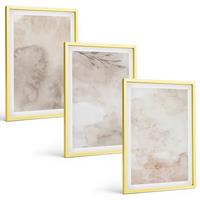 BILDER SET 3er Set - 40x60 cm Goldrahmen - Verschüttete Boho-Aquarellfarben - Goldfarben, Kunststoff (40/60cm) - TULUP
