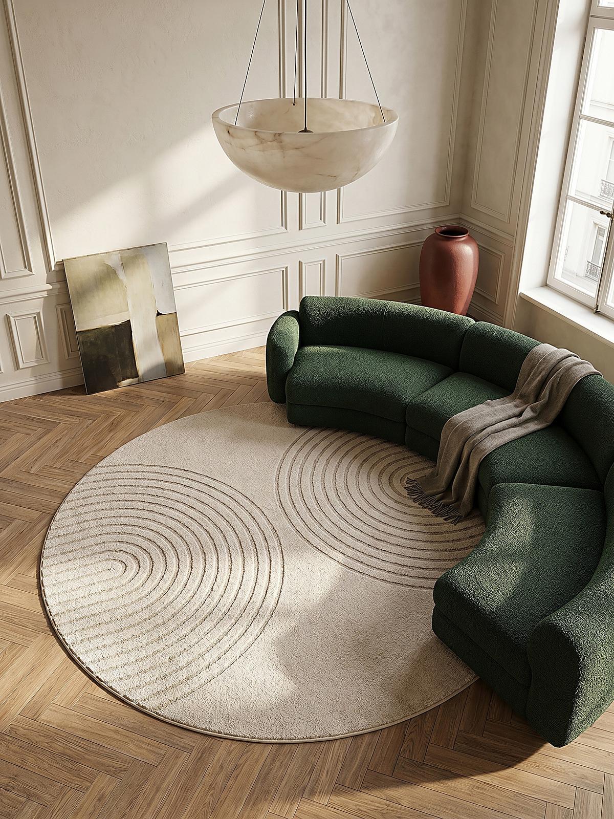 RUNDTEPPICH Geometrisch MUOTA Polypropylen Beige 120 x 120 cm - Beige, Textil (120/120cm) - KADIMA DESIGN