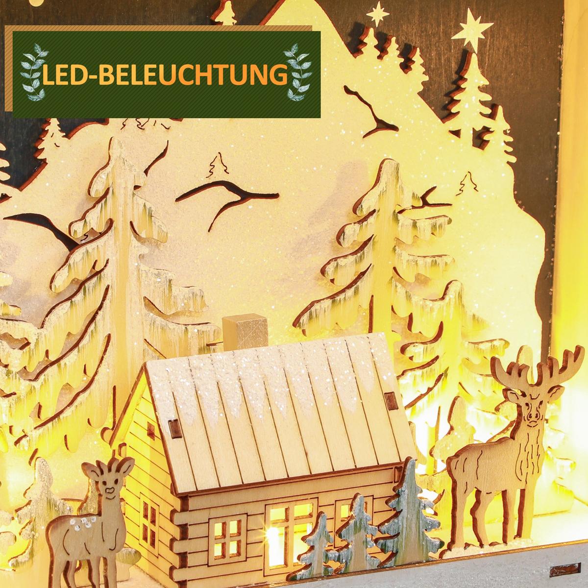 ADVENTSKALENDER Weihnachtskalender 24 Schubladen mit LED-Lichtern MDF Rot - Rot, Holzwerkstoff (7/34/34cm) - HOMCOM