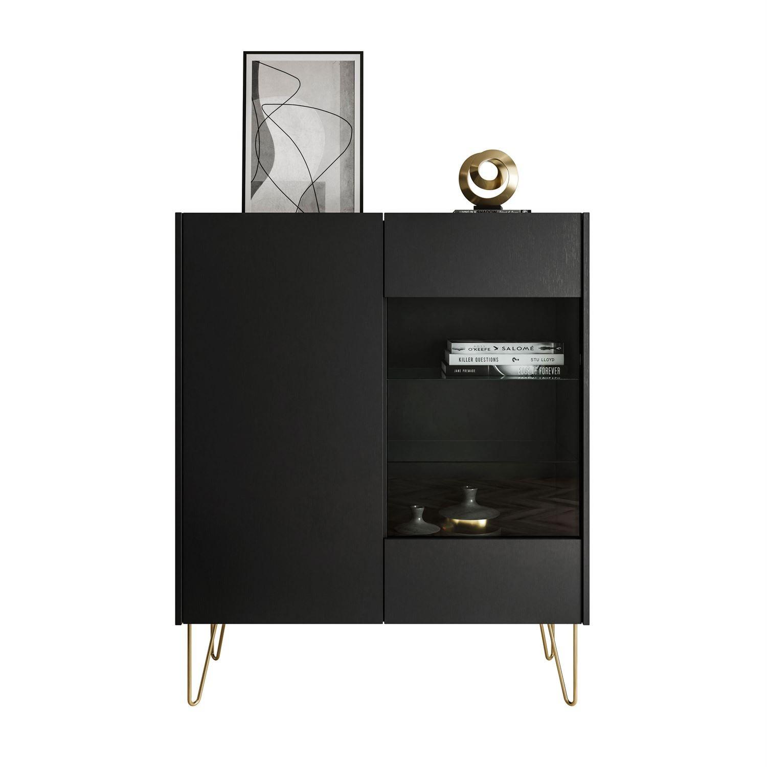 VITRINE EUPHORIA WT97 - Schwarz, Holzwerkstoff (97/122/37cm) - Lookway
