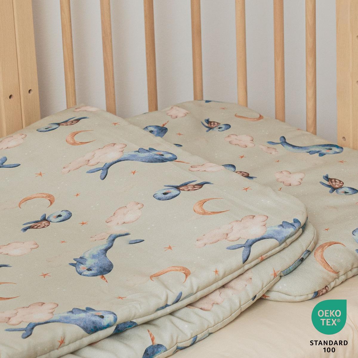 BABY Bambus-Bettwäsche Wale - Olivgrün, Textil (100/135cm) - waldin
