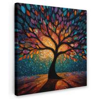 LEINWANDBILD Mosaik - Bunt - Baum - Äste Deko Wohnzimmer 20x20 cm - Multicolor, Textil (20/20cm) - MuchoWow
