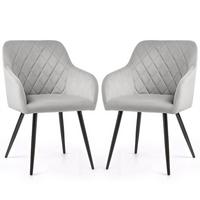 POLSTERSTUHL 2er Set, Metallbeine Grau 54,5/82/58 - Grau, Textil (55/82/52cm) - RAUMHIRSCH FURNITURE