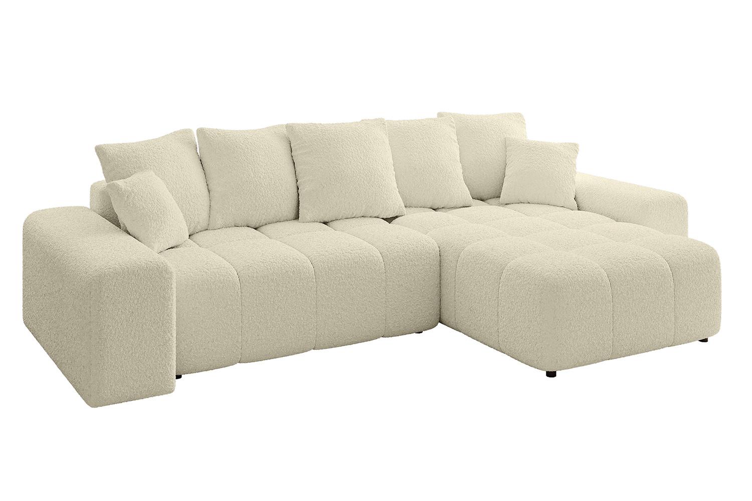 ECKSOFA Ottomane rechts ENIL-L 297x189x68 Beige Bouclé - Hellbraun/Creme, Holzwerkstoff/Kunststoff (189/297cm) - ALTDECOR