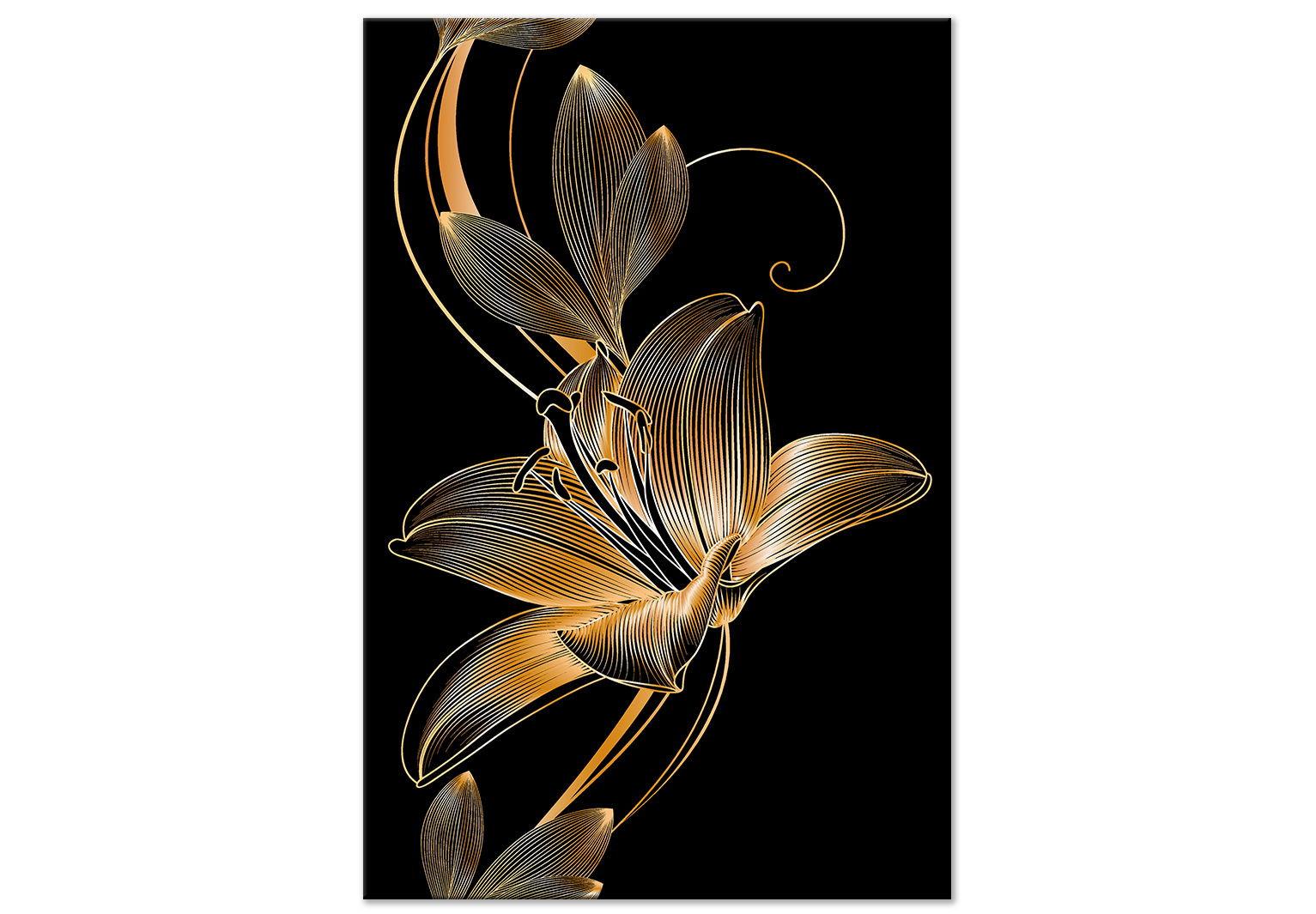 KUNSTDRUCK Schwarz 60/90 cm - Goldfarben/Schwarz, Textil (60/90cm) - KUNSTLOFT