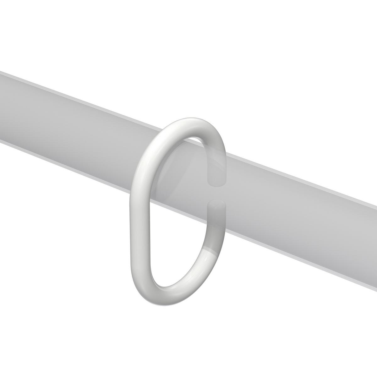 DUSCHVORHANGRINGE C-Form offen 60/42 mm für Duschvorhangstange / Spannstange, Weiß, Packung 10 Stück - Weiß, Kunststoff (30cm) - INTERDECO