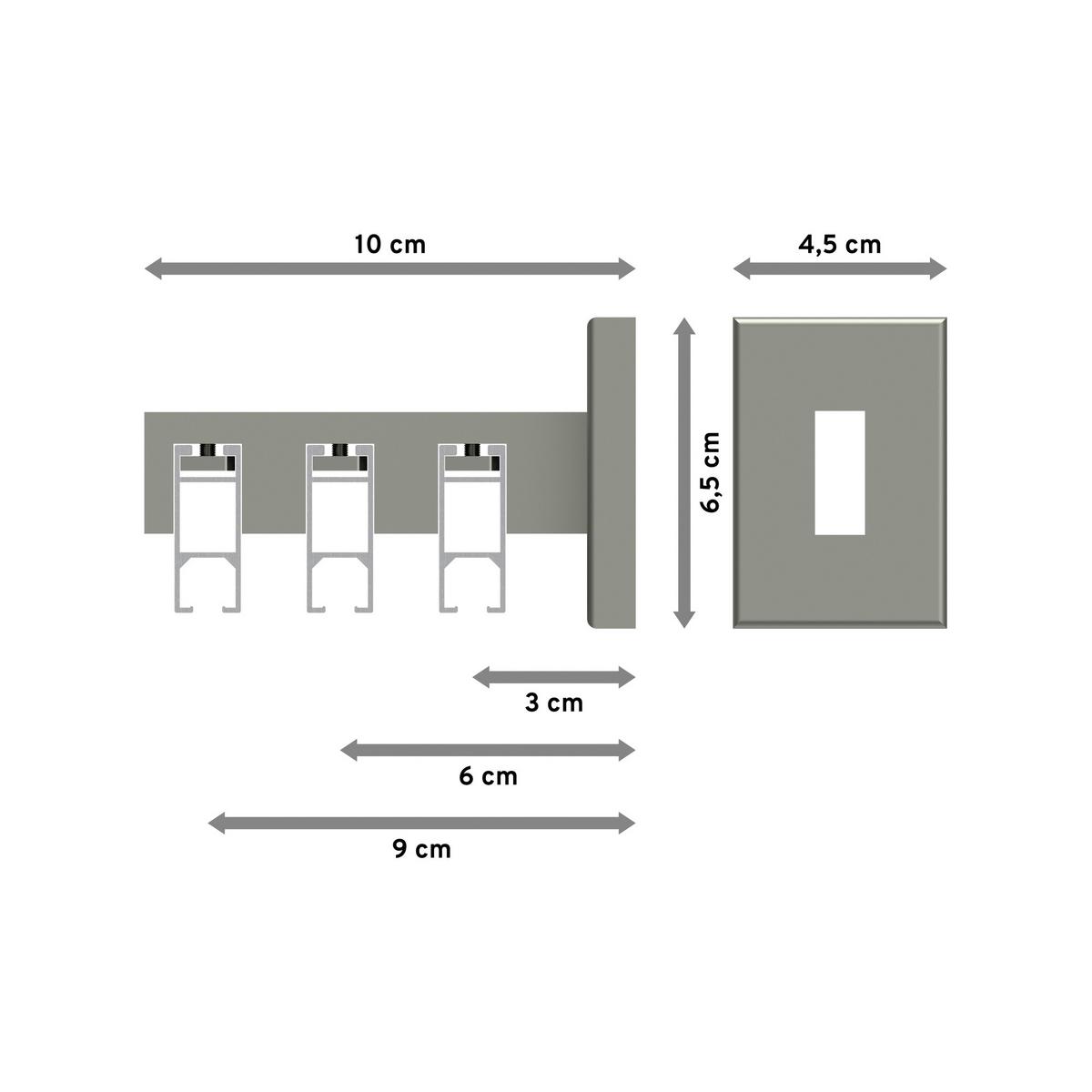 GARDINENSTANGE INNENLAUF Smartline Lox 540 cm (geteilt in 3 x 180 cm), 3-läufig, 14x35 mm Edelstahl-Optik - Edelstahlfarben, Metall (540cm) - INTERDECO