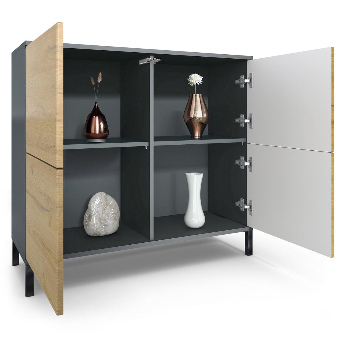 KOMMODE Rova Eiche Wotan - Eiche Wotan, Holzwerkstoff (92.5/83.5/35cm) - Vladon