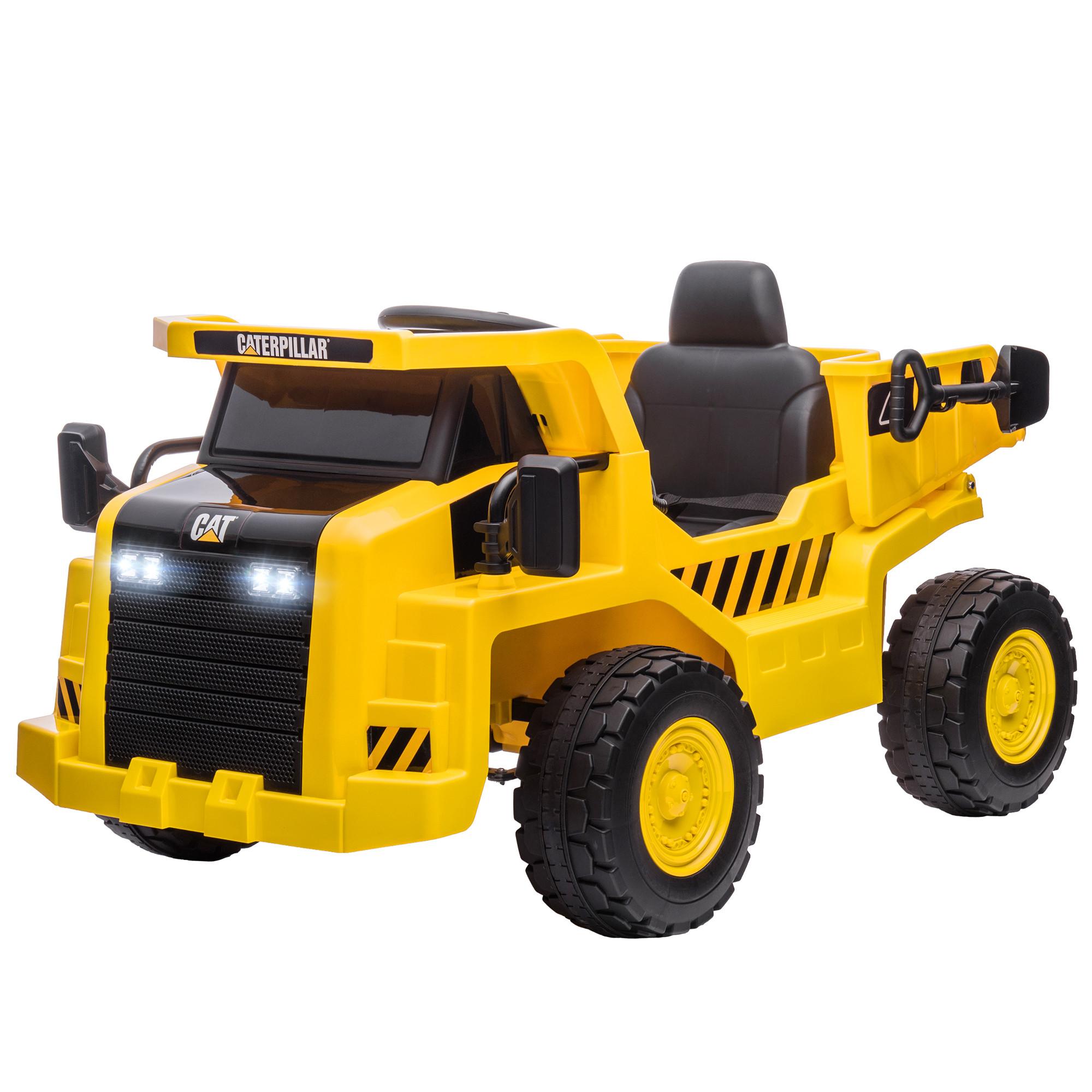 KINDER Elektro Traktor 12V Aufsitztraktor mit Fernbedienung Eimer Schaufel Gelb - Gelb, Metall (110/70.5/61.5cm) - AIYAPLAY