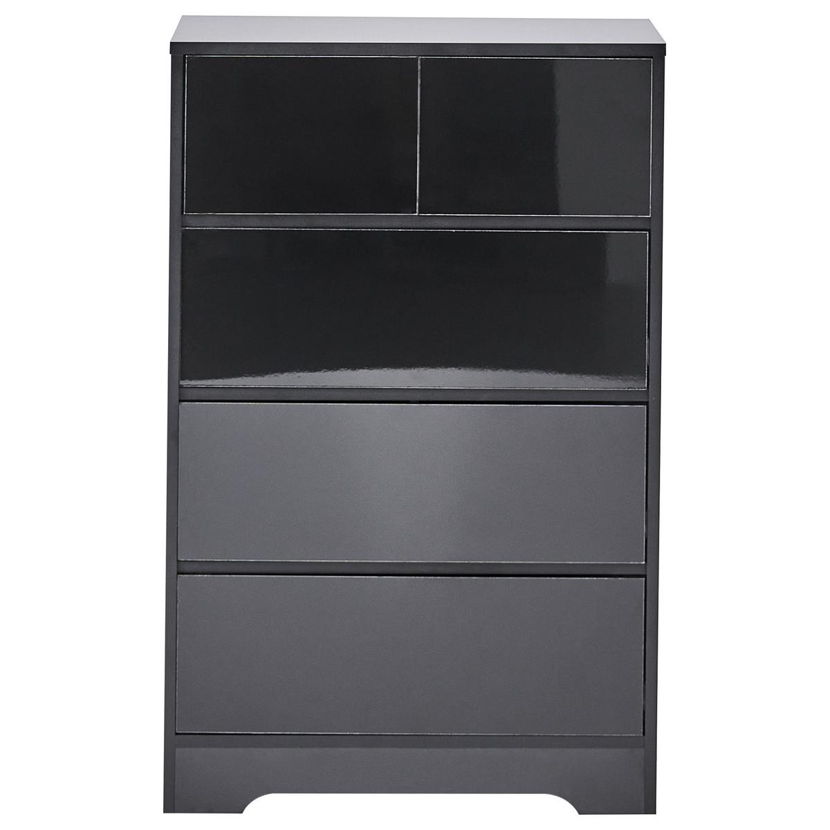 KOMMODE mit 5 Schubladen Schwarz Alberta - Schwarz, Holzwerkstoff (60/94/38cm) - Beliani