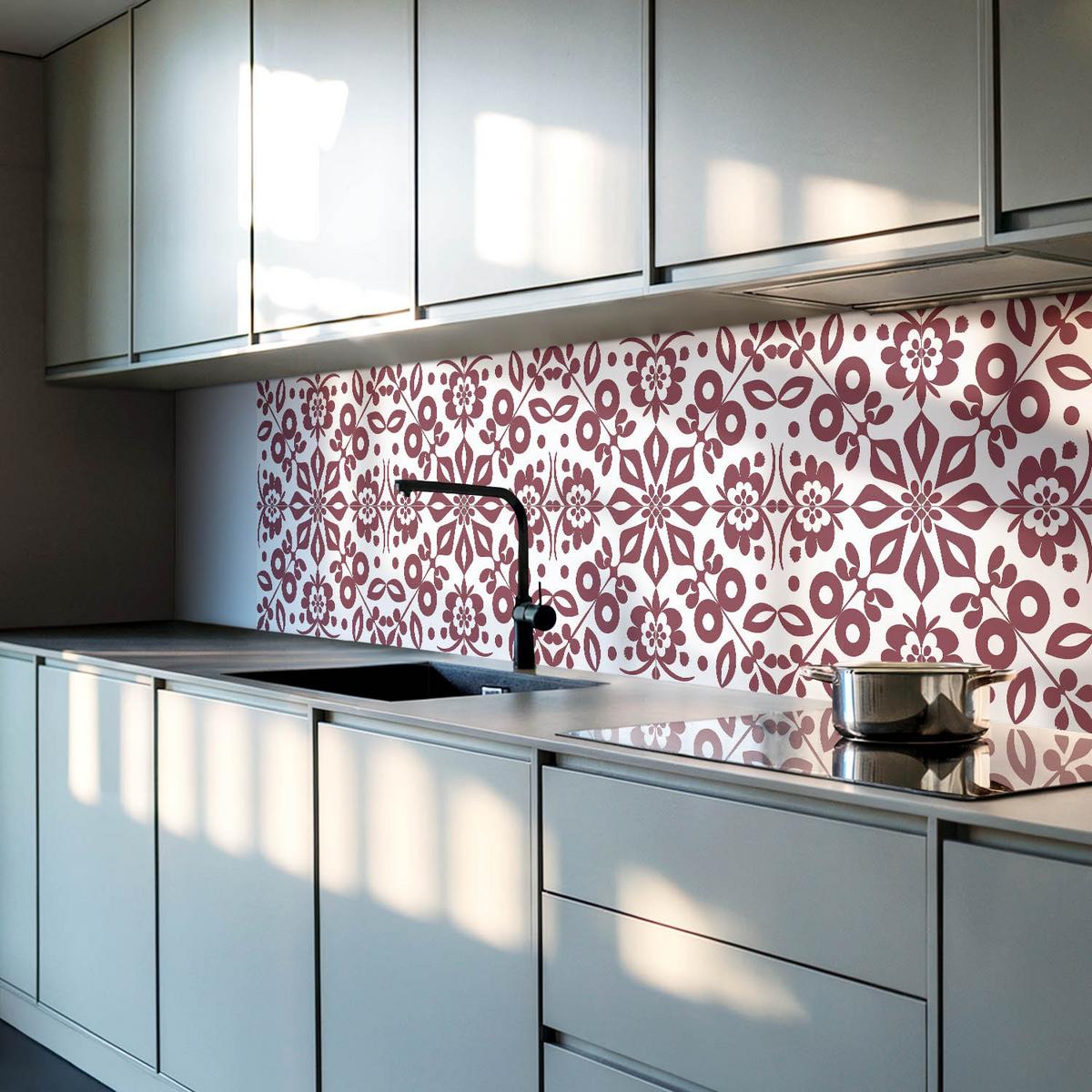 WANDPANEEL 100x50 cm selbstklebend Rosaria - Bordeaux, Kunststoff (50/1.6/100cm) - Wallfluent