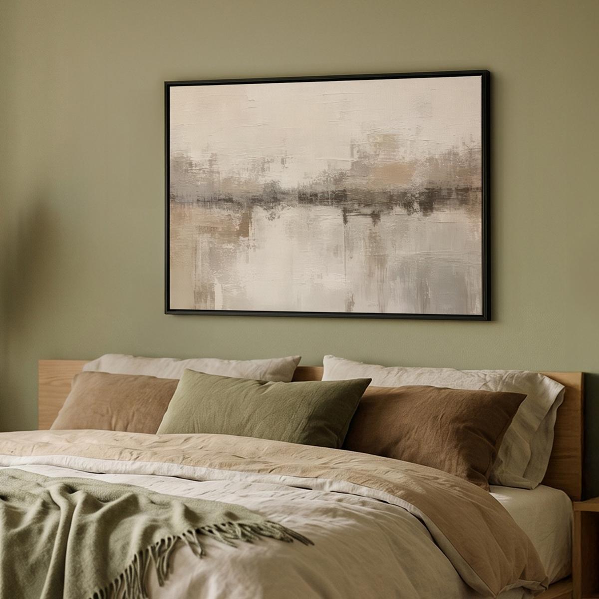 LEINWAND Bilder mit Rahmen - Moderne Kunst - Abstrakt - Beige - 100x70 - Beige, Textil (100/70cm) - MuchoWow