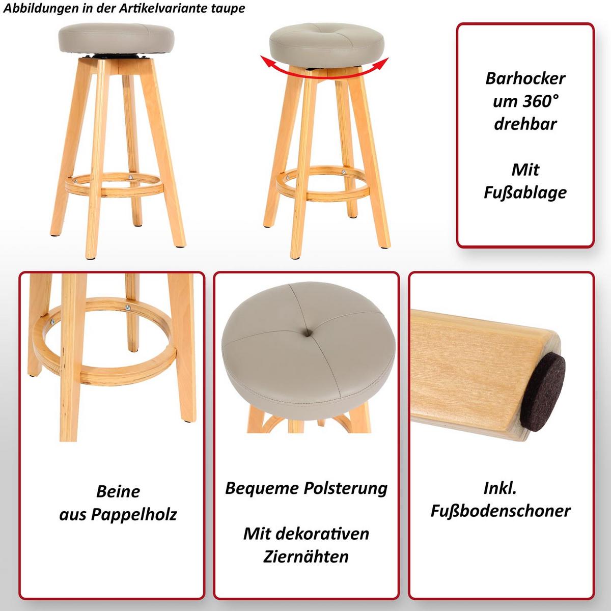 BARHOCKER Cremeweiß 2er-Set - Weiß, Holz (45/67/45cm) - MCW
