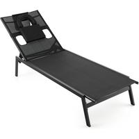 SONNENLIEGE mit Gesichtsöffnung Schwarz - Schwarz, Metall (163/98/63cm) - COSTWAY