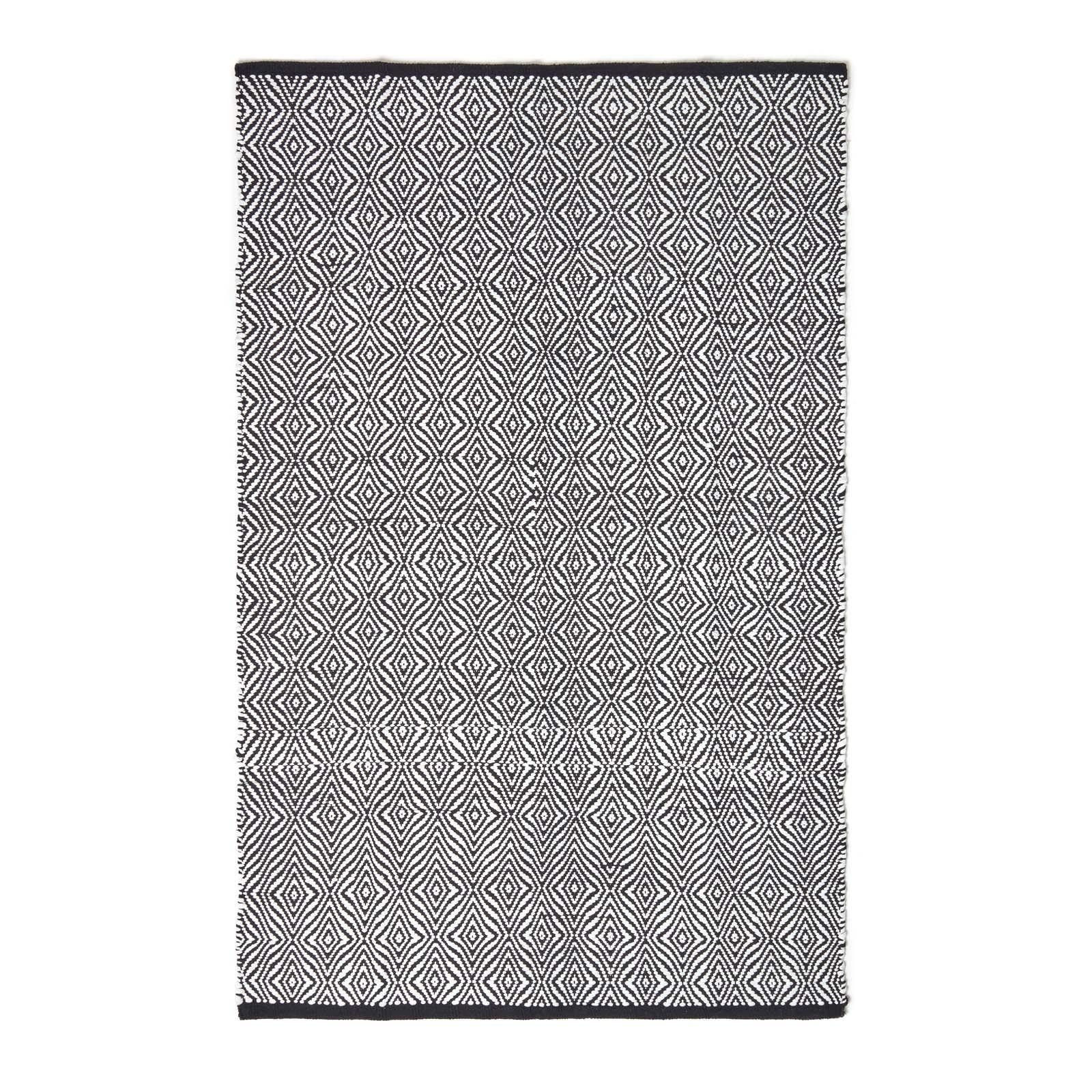 HANDWEBTEPPICH Trance geometrisch gemustert 90/150 cm - Schwarz, Textil (120/170cm) - Homescapes
