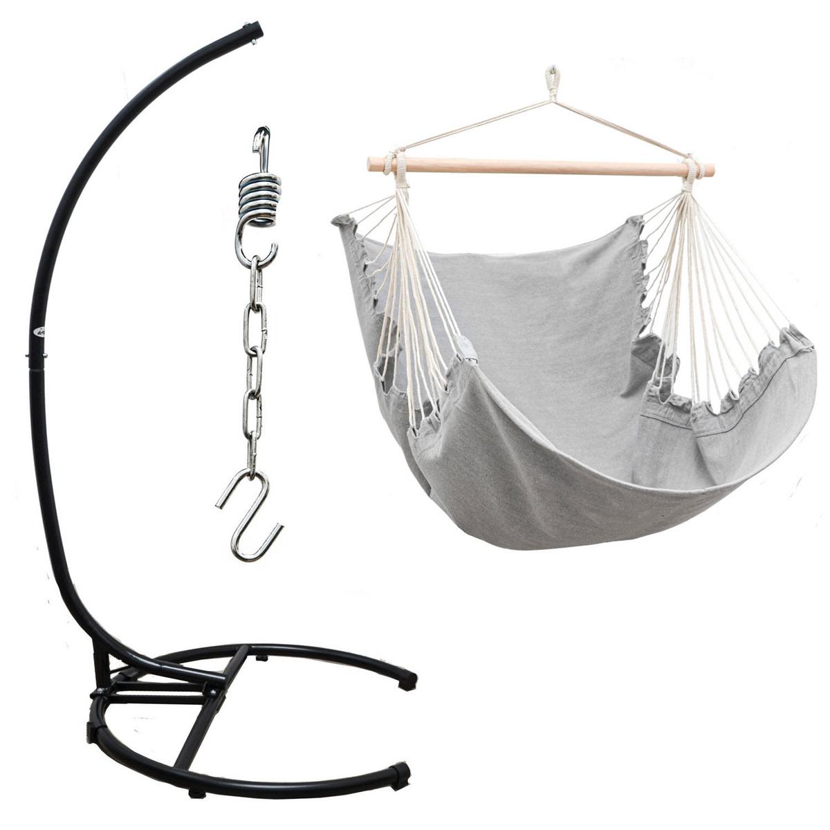 XL-HÄNGESESSEL inkl. Gestell bis 150kg, 210cm, Lilac-Grau - Grau, Metall (110/210/125cm) - Amanka