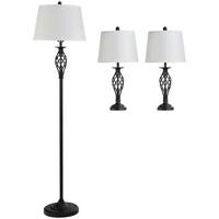 3ER-LAMPENSET 2 Tischlampe(ø38 x 158 cm) + 1 Stehlampe(ø30 x 62 cm) Weiß - Multicolor, Metall (38/158/30cm) - HOMCOM