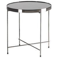 BEISTELLTISCH Glas schwarz/silber 40 cm Lucea - Silberfarben/Schwarz, Metall (40/40/44cm) - Beliani