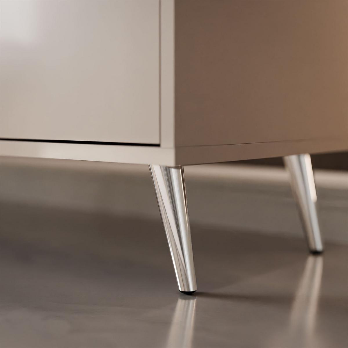 KOMMODE SANAYI Kaschmir Hochglanz – schräge silberne Beine - Kaschmir/Silberfarben, Holzwerkstoff (154/72/40cm) - Lookway