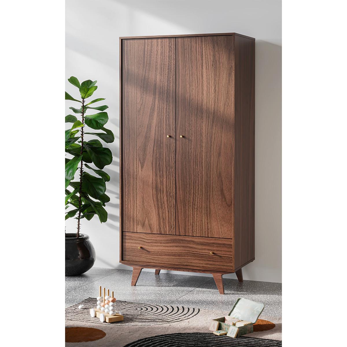 SCHRANK 2 Türen Mid Holz - Braun, Holzwerkstoff (90/185/50cm) - Petits-meubles