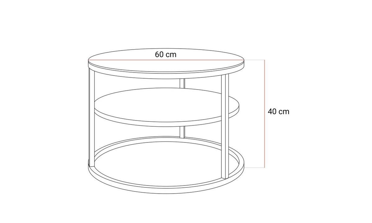 COUCHTISCH CIRI SLIM QUARZKOMPOSIT Ø60/40 cm gebürstetes Gold / Marmor - Goldfarben/Weiß, Holzwerkstoff/Stein (60/60/40cm) - Lookway