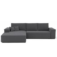 ECKSOFA NOVA Links mit Schlaffunktion und Bettkasten Dunkelgrau - Dunkelgrau, Kunststoff/Textil (294/185cm) - Idohome