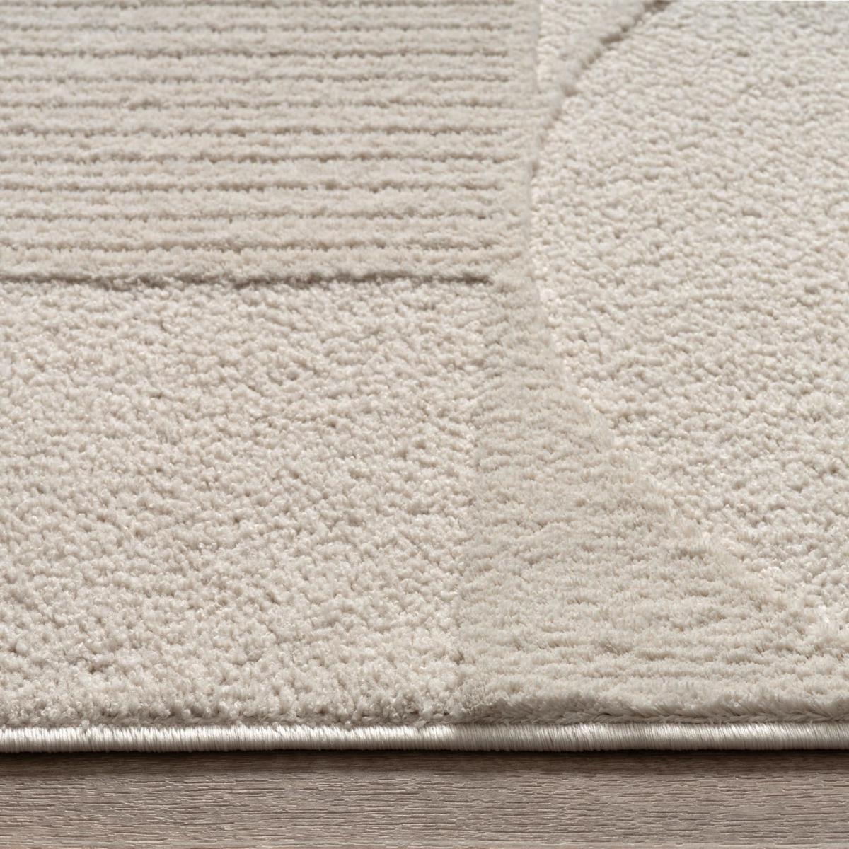 KURZFLORTEPPICH, mit Struktur, aus Polyester, Florhöhe 10 mm, Creme, 120 x 170 cm - Beige, Textil (170/120cm) - KADIMA DESIGN