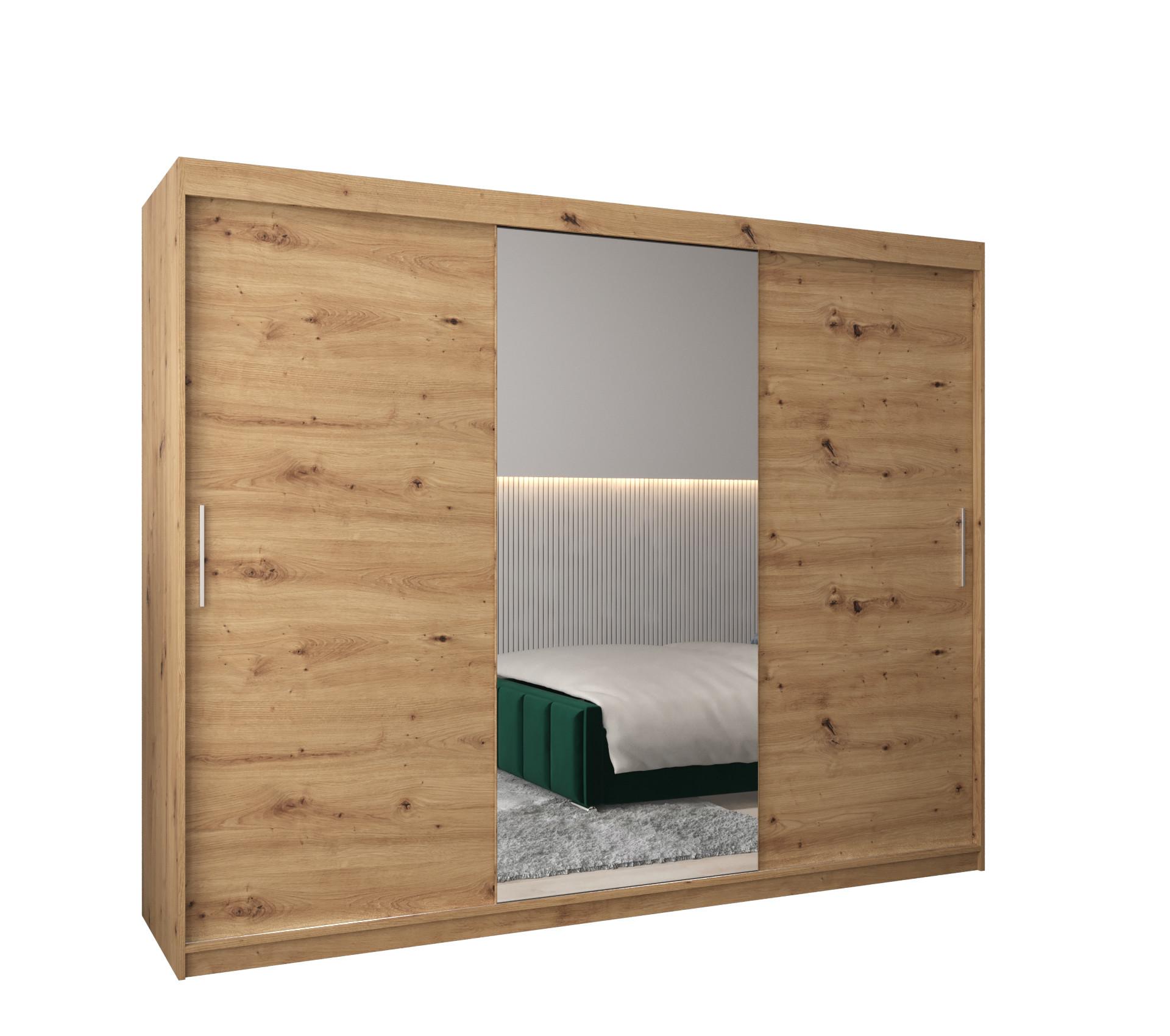 SCHIEBETÜRENSCHRANK mit Spiegel TOKYO 1 200/250/62 3-türig - Silberfarben/Eiche Artisan, Holz/Kunststoff (250/200/62cm) - MÖBEL KRYSPOL