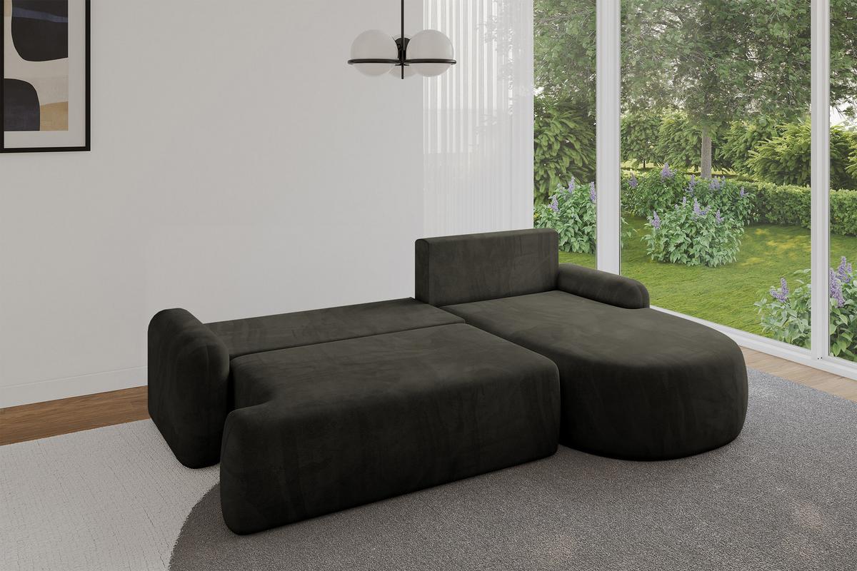 ECKSOFA mit Schlaffunktion und Bettkasten LIRA-L - 264x172x89 Schwarz - Schwarz, Holzwerkstoff/Textil (172/264cm) - ALTDECOR