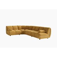 MODULSOFA LAYLA Gelb Velvet - Gelb/Schwarz, Buchenholz/Textil (305/213cm) - KAWOLA